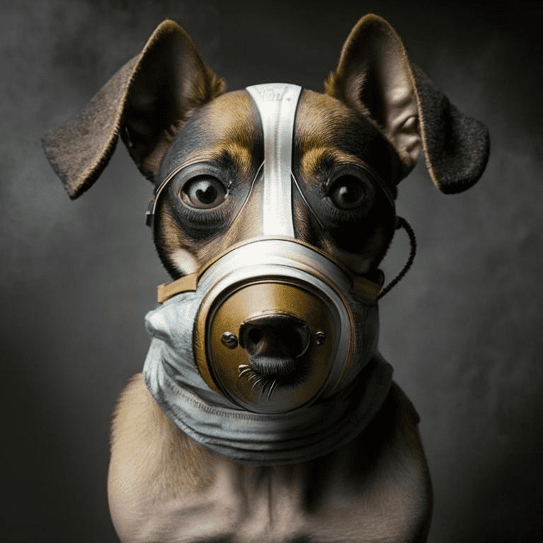 Фото собаки в защитной маске