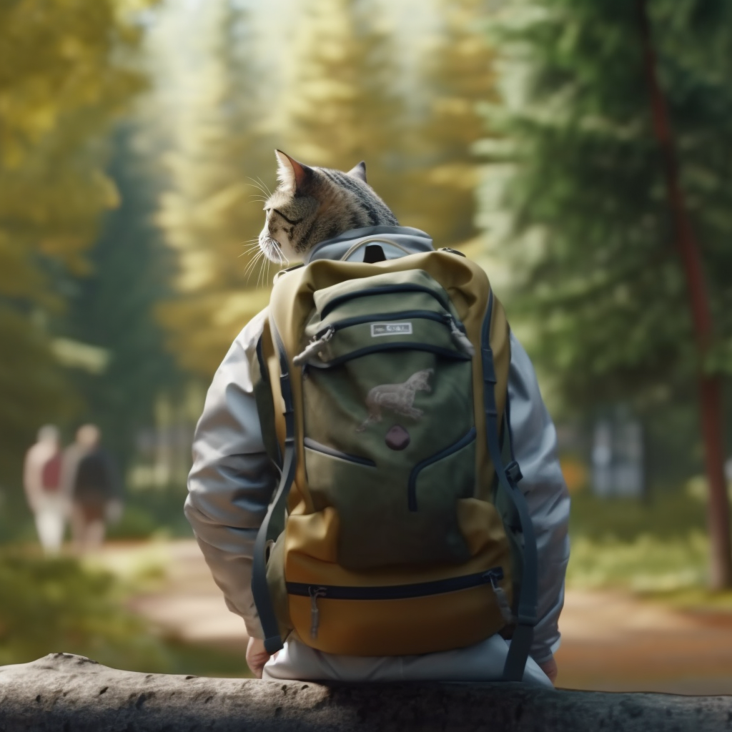 Кошка в рюкзаке у хозяина